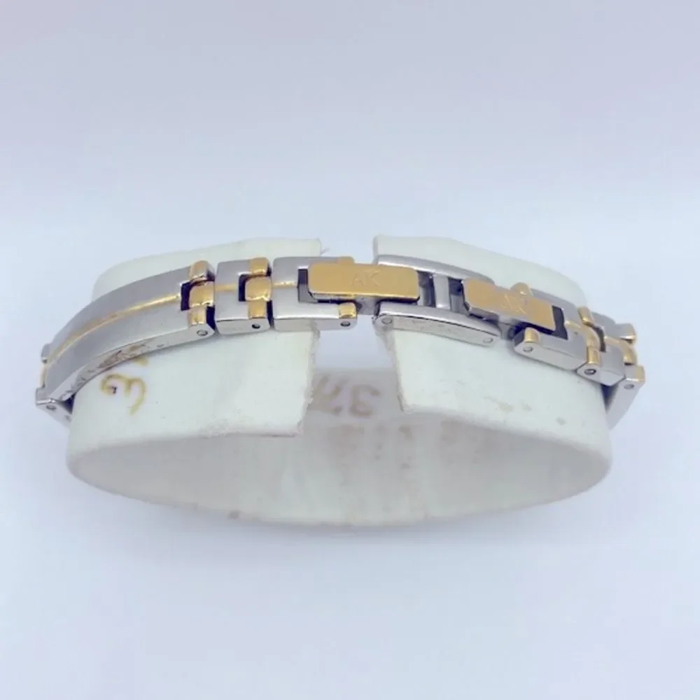 Working! Ladies Anne Klein 2 Tone Rectangular Face Dainty Minimalist Watch